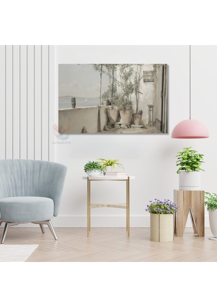 Kanvas Yatay Duvar Tablosu Kanvas Vintage Balkon Manzarasi Ev Ofis Salon Modern Duvar Tablosu modelleri