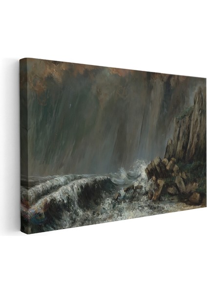 Kanvas Yatay Duvar Tablosu Kanvas Firtinali Deniz Ev Ofis Salon Modern Duvar Tablosu