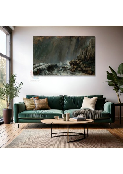 Kanvas Yatay Duvar Tablosu Kanvas Firtinali Deniz Ev Ofis Salon Modern Duvar Tablosu fiyatları