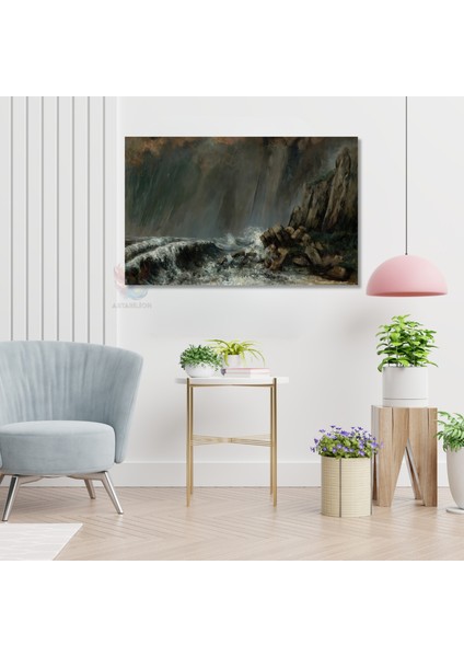 Kanvas Yatay Duvar Tablosu Kanvas Firtinali Deniz Ev Ofis Salon Modern Duvar Tablosu modelleri