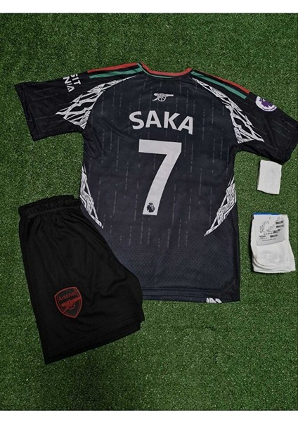 A.r.s.e.n.a.l 2024/25 Yeni Sezon Bukayo Saka Deplasman Çocuk Forması 4lü Set (Black)