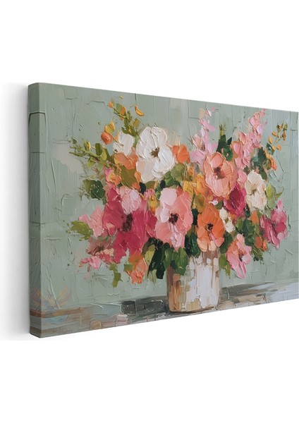 Kanvas Yatay Duvar Tablosu Kanvas Vazoda Cicekler Ev Ofis Salon Modern Duvar Tablosu