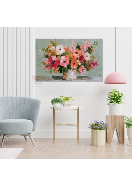 Kanvas Yatay Duvar Tablosu Kanvas Vazoda Cicekler Ev Ofis Salon Modern Duvar Tablosu modelleri