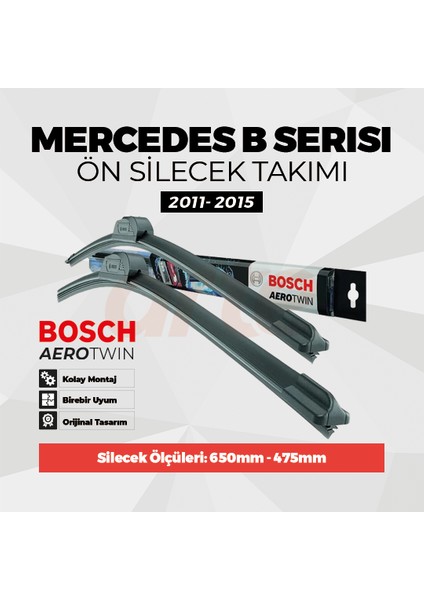 Mercedes B Serisi Ön Silecek Takımı 2011-2015 Uyumlu | Aerotwin Serisi | 2'li Set |