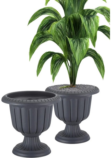 2 Adet Nergis Saksı 6 Litre Ayaklı Plastik Çiçek Saksı Seti