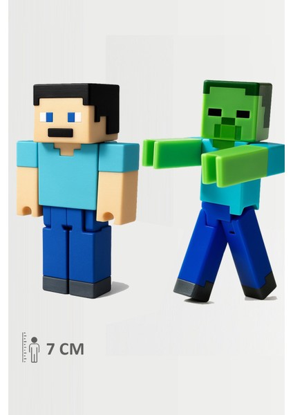 Minecraft Steve ve Zombi Set Hareketli Eklemli Figür