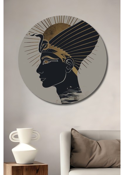 Mısır Tanrıçası Dekoratif Ahşap Mdf Ev/işyeri Duvar Tablo Yuvarlak Ev/işyeri Duvar Tablo