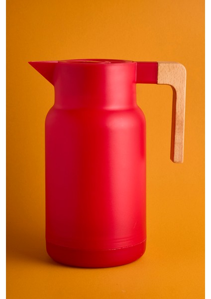 Sakura Nordic Bambu Saplı Cam Vakumlu Termos 1000 ml Kırmızı