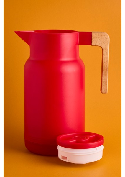 Sakura Nordic Bambu Saplı Cam Vakumlu Termos 1000 ml Kırmızı fiyatları