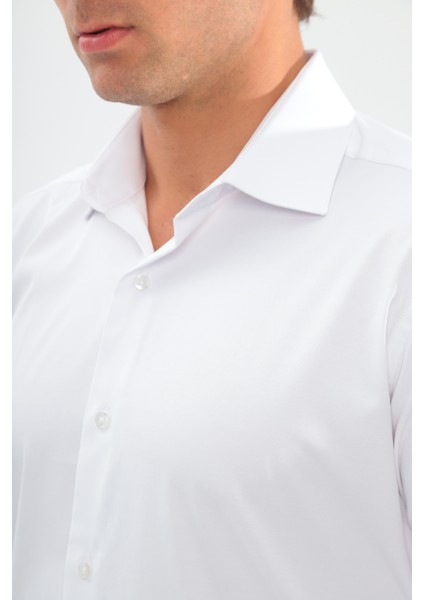 Slimfit Beyaz Erkek Gömlek Likralı Dar Kesim Yapısıyla AS052012-01 fırsatları