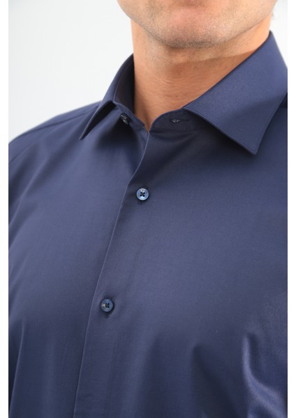 Slimfit Lacivert Erkek Gömlek Likralı Dar Kesim Yapısıyla AS052012-22 fırsatları