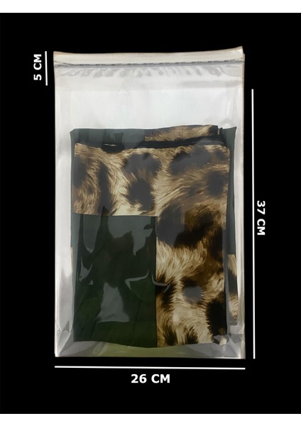 100 Adet 26X42 cm Bantlı Yapışkanlı Şeffaf Opp Jelatin Poşet, Şeffaf Poşet ( 26X37+5 Cm)