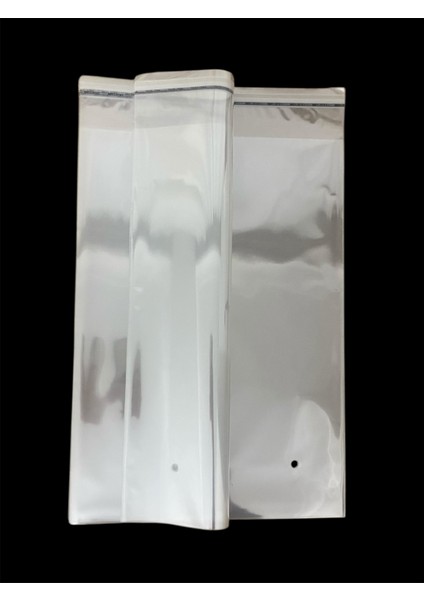 100 Adet 26X42 cm Bantlı Yapışkanlı Şeffaf Opp Jelatin Poşet, Şeffaf Poşet ( 26X37+5 Cm)