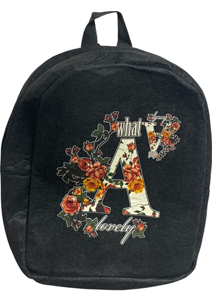 Baskılı Keçe Sırt Çantası Gri