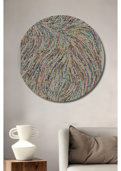 Renkli Dalga Soyut Dekoratif Ahşap Mdf Ev/işyeri Duvar Tablo Yuvarlak Ev/işyeri Duvar Tablo