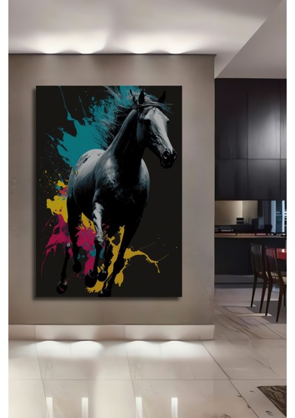 Renkli Soyut At Dekoratif Ahşap Mdf Ev/işyeri Duvar Tablo Dikdörtgen Ev/işyeri Duvar Tablo