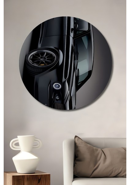 Klasik Siyah Spor Araba Ahşap Mdf Dekoratif Ev/işyeri Duvar Tablo Yuvarlak Ev/işyeri Duvar Tablo