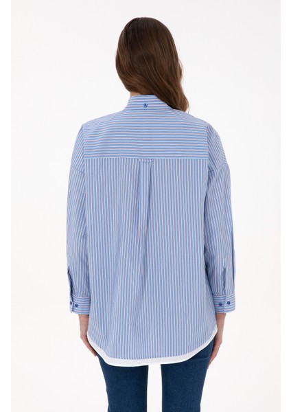 Kadın Koyu Mavi Gömlek Desenli 50316369-VR032 indirimleri