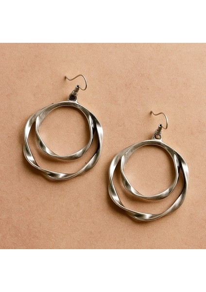 Çift Halka Şekilli Kadın Küpe Çift Adet Gümüş Kaplama El Yapımı Küpe fiyatları