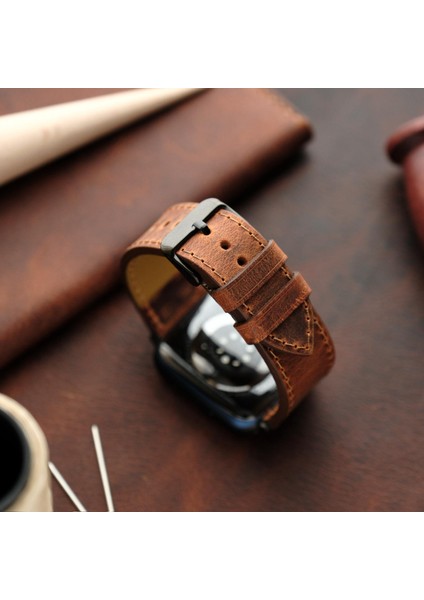 Apple Watch Elit Seri 38-40-41-42MM Uyumlu Deri Kordon
