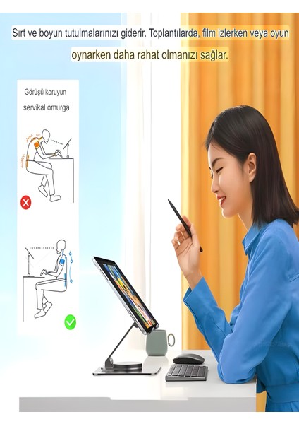 Tablet Telefon Standı 4-12.9 Inç | Katlanabilir 360° Ayarlanabilir Alüminyum Gövde fırsatları