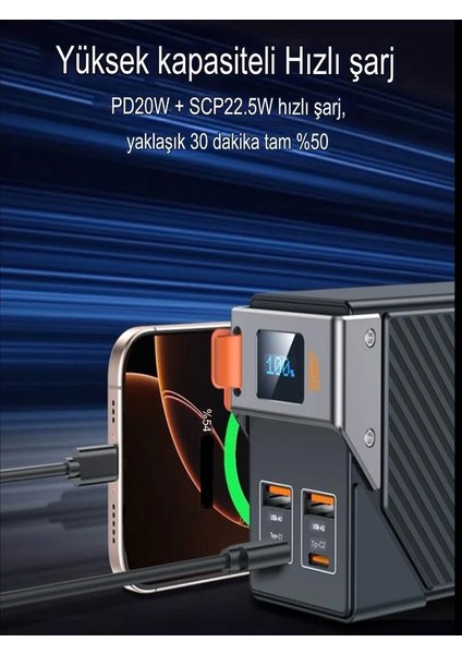 30000MAH 65W Hızlı Şarjlı Dijital Göstergeli Taşınabilir 2usb 2type-C Girişli Powerbank Siyah modelleri