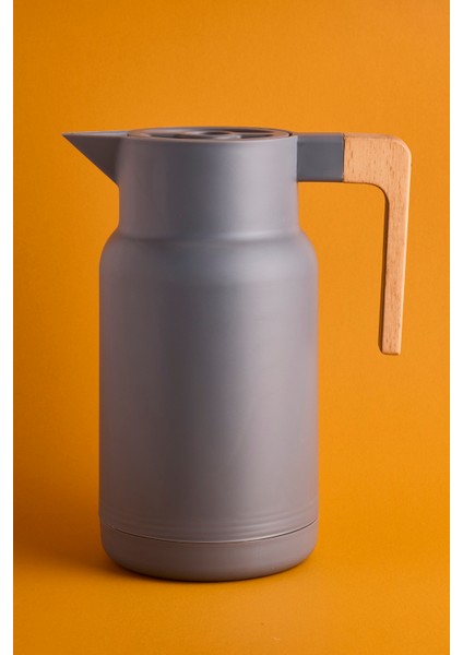 Sakura Nordic Bambu Saplı Cam Vakumlu Termos 1000 ml Gri