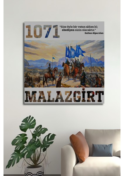 1071 Malazgirt Meydan Muharebesi Ahşap Mdf Dekoratif Tablo Dikdörtgen Tablo