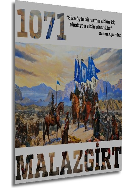 1071 Malazgirt Meydan Muharebesi Ahşap Mdf Dekoratif Tablo Dikdörtgen Tablo modelleri