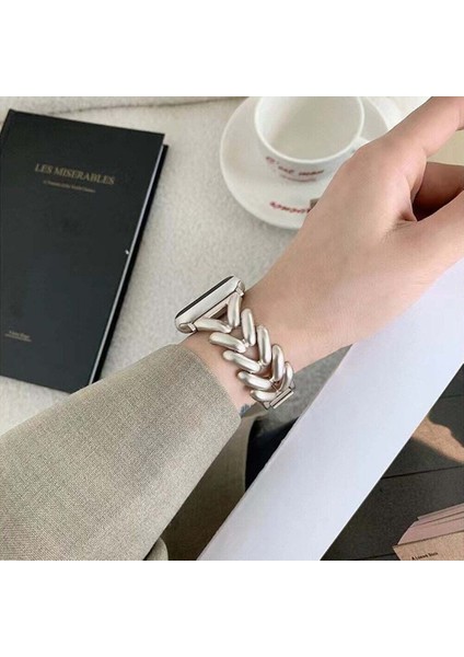 Apple Watch 38-40-41MM Metal Başak Desen Şık Paslanmaz Çelik Kordon - Tüm Seri Uyumlu (Seri 1-9 / Se / Ultra) modelleri