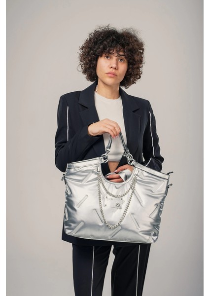 Enya Gri Cilt Omuz Çantası