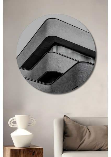 Modern Mimari Minimalist Tasarım Ahşap Mdf Dekoratif Tablo Yuvarlak Tablo