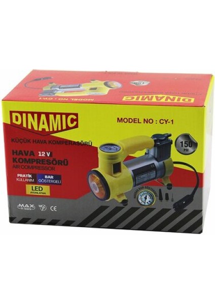 Oto - Araç Hava Kompresörü Kamyon - Otobüs - Dc/12v-13.5v - 15amp - 150psı - Bar Gösterge - Led Aydınlatma Cy-1 (4915) Go-53-vice/(1395)