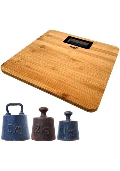 Buffer® Techfit Bambu Banyo Baskülü Yüksek Hassasiyetli Darbelere Dijital Dayanıklı Terazi Tf 1065 M