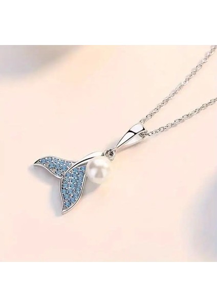 Dolphin Balık Kuyruğu Parlak Taşlı 925 Ayar Gümüş Zincir Kadın Kolye fiyatları