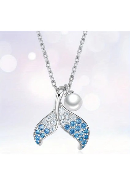 Dolphin Balık Kuyruğu Parlak Taşlı 925 Ayar Gümüş Zincir Kadın Kolye modelleri