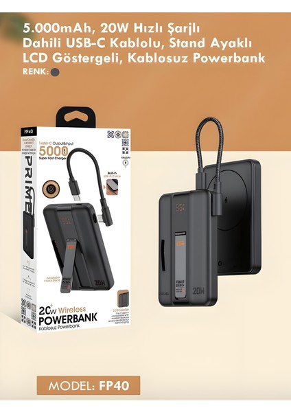 5000MAH 20W Hızlı Şarj Dijital Gösterge Kablosuz Magsafe Powerbank Type-C Kablolu/girişli Askılı fiyatları