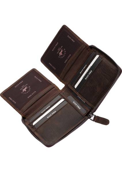 Unisex Kağıt Para ve Bol Kart Bölmeli Hakiki Eskitme Deri Cüzdan Kartlık - G6 Kahverengi modelleri