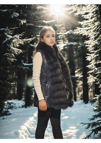 Kadın Kolsuz Fermuarlı Yelek - Lacivert modelleri