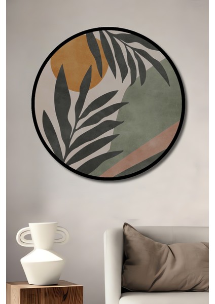 Çerçeve Görünümlü Minimalist Doğa Dekoratif Ahşap Mdf Ev Duvar Tablo Yuvarlak Ev Duvar Tablo