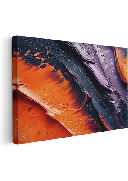 Kanvas Yatay Duvar Tablosu Kanvas Koyu Renk Firca Darbeleri Ev Ofis Salon Modern Duvar Tablosu