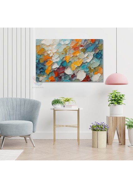 Kanvas Yatay Duvar Tablosu Kanvas Renkli Firca Darbeleri4 Ev Ofis Salon Modern Duvar Tablosu modelleri