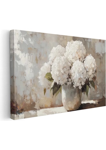 Kanvas Yatay Duvar Tablosu Kanvas Vazoda Beyaz Cicekler Ev Ofis Salon Modern Duvar Tablosu