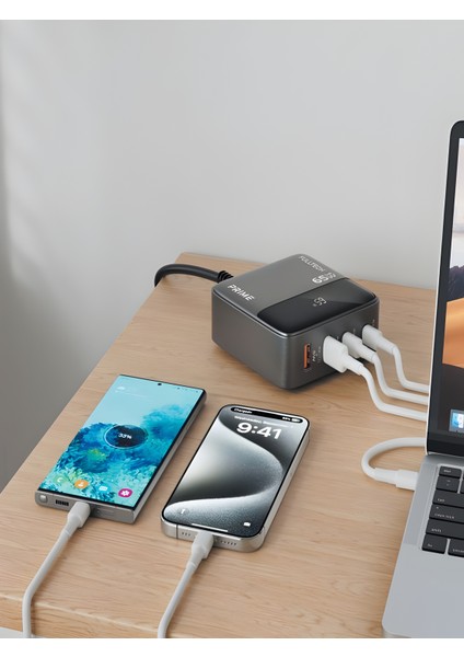 65W Gan 3A 4 Portlu 1,5 Metre Uzatma Kablolu USB + Type-C Çoklayıcı Masaüstü Şarj Cihazı modelleri