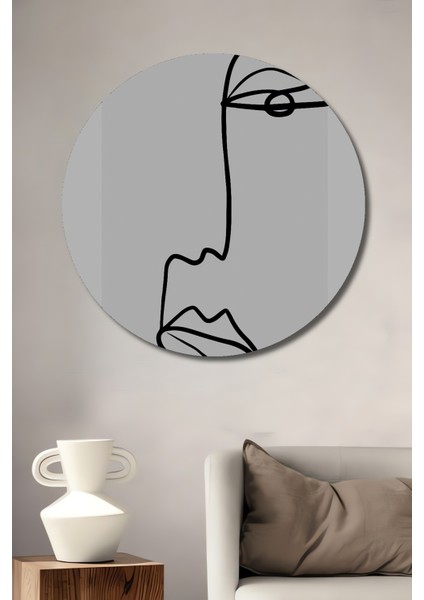 Minimal Çizgi Yüz Dekoratif Ahşap Mdf Ev/işyeri Duvar Tablo Yuvarlak Ev/işyeri Duvar Tablo