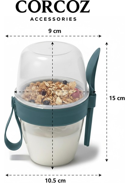 Pratik Kaşık Çatallı Müsli Yoğurt Yulaf Salata ve Atıştırma Kabı 700 ml 2 Adet CZ117 indirimleri