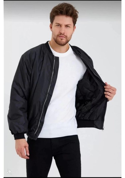 Erkek Siyah Bomber Mont - Polızeı Yazılı, Siyah modelleri