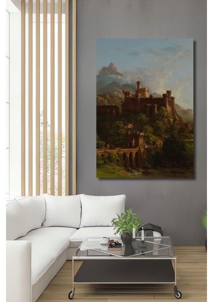 Büyüleyici Kale Manzarası Dekoratif Ahşap Mdf Işyeri Duvar Tablo Dikdörtgen Işyeri Duvar Tablo