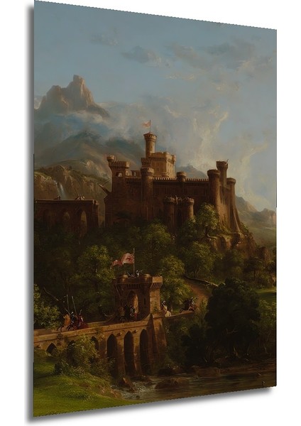 Büyüleyici Kale Manzarası Dekoratif Ahşap Mdf Işyeri Duvar Tablo Dikdörtgen Işyeri Duvar Tablo modelleri