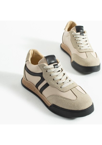 Kadın Sneaker Bağcıklı Spor Ayakkabı Tera - Bej